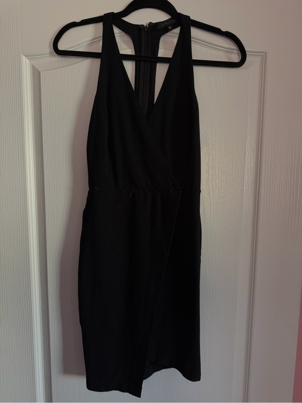 Dynamite Black V-Neck Mini Wrap Dress